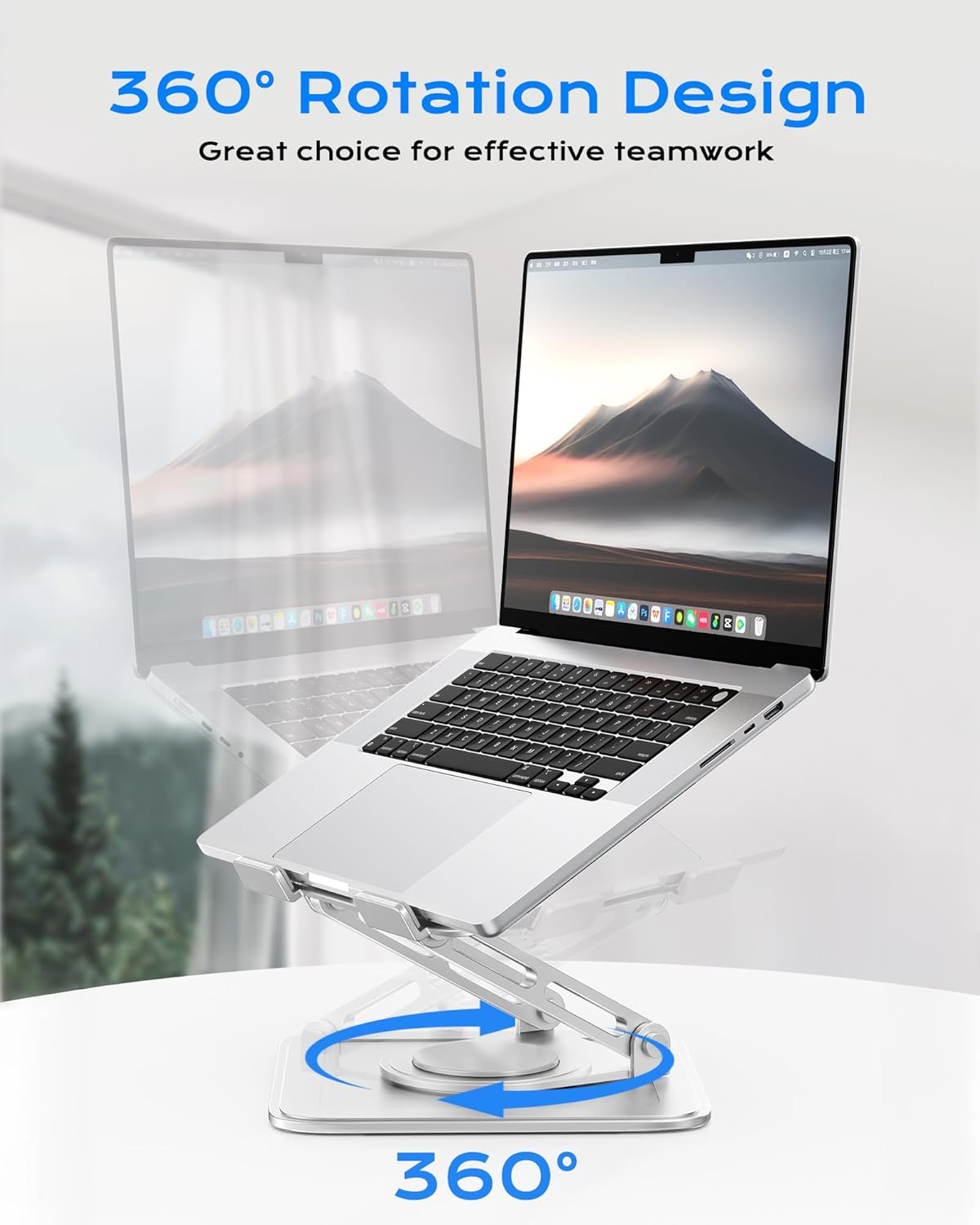 LOXP Adjustable Laptop Stand, Computer Stand with 360 Rotating Base, Ergonomic Laptop Riser Mount for Desk Foldable Protable Computer Desk Fits with MacBook Pro Air (10-16") - Pink