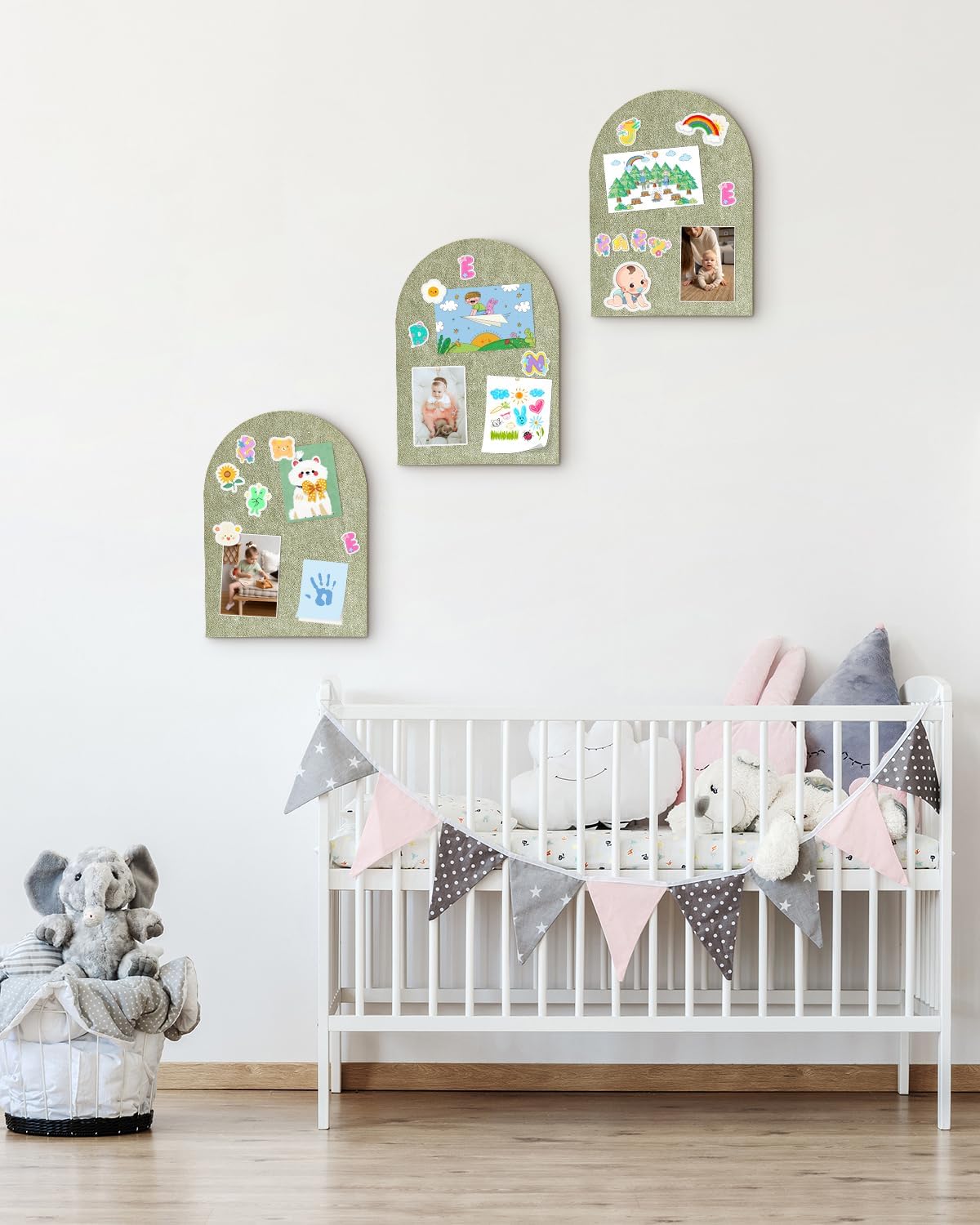 Arched Felt Bulletin Board, Cork Board Alternative for Wall, 10.6in x 14.6in Self-Adhesive Pin Board, 0.35" Thick 2 Pack for Home Office Decor (Camel-2727-2p)