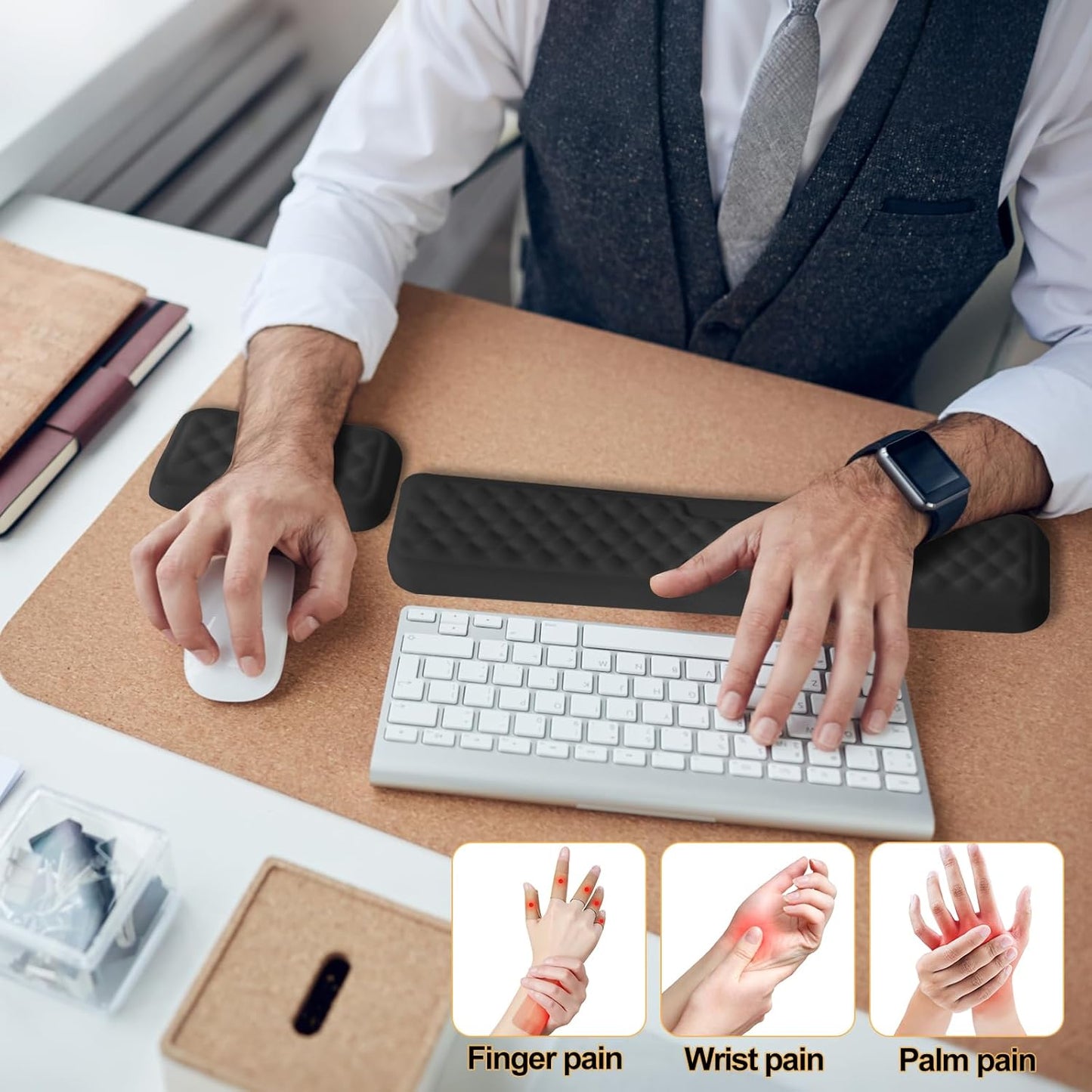 Keyboard Wrist Rest Mouse Wrist Support, Memory Foam Wrist Rest Pad for Computer Laptop, Ergonomic Wrist Cushion Support for Typing Pain Relief, Gaming Home Office, Purple