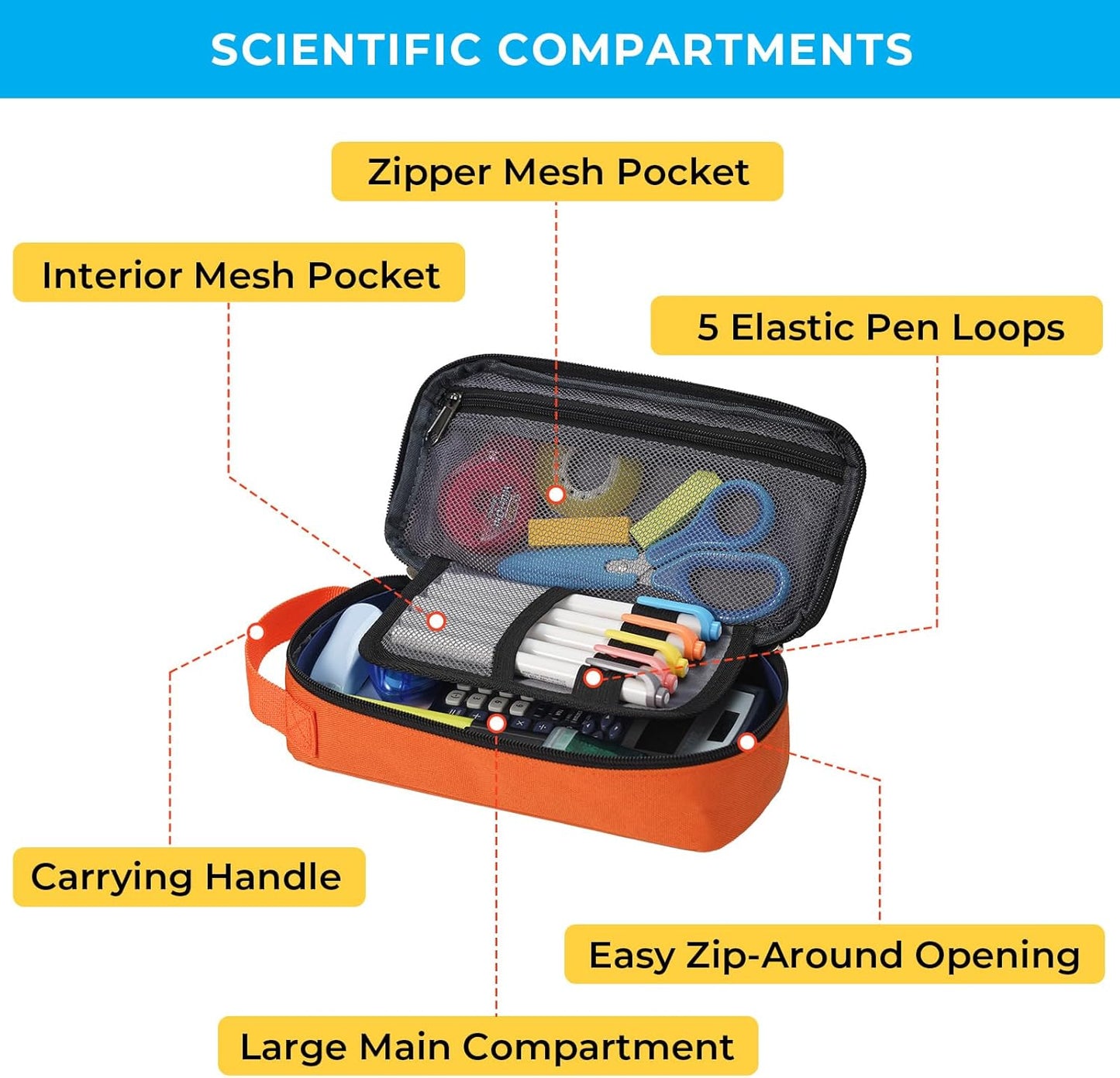 ECHSRT Big Pencil Case, Aesthetic Portable Zipper Pencil Bag with Hidden Pocket, Special Pouch for Men Women Adults, Stationery Organizer Pen Cases for Office Travel,Black