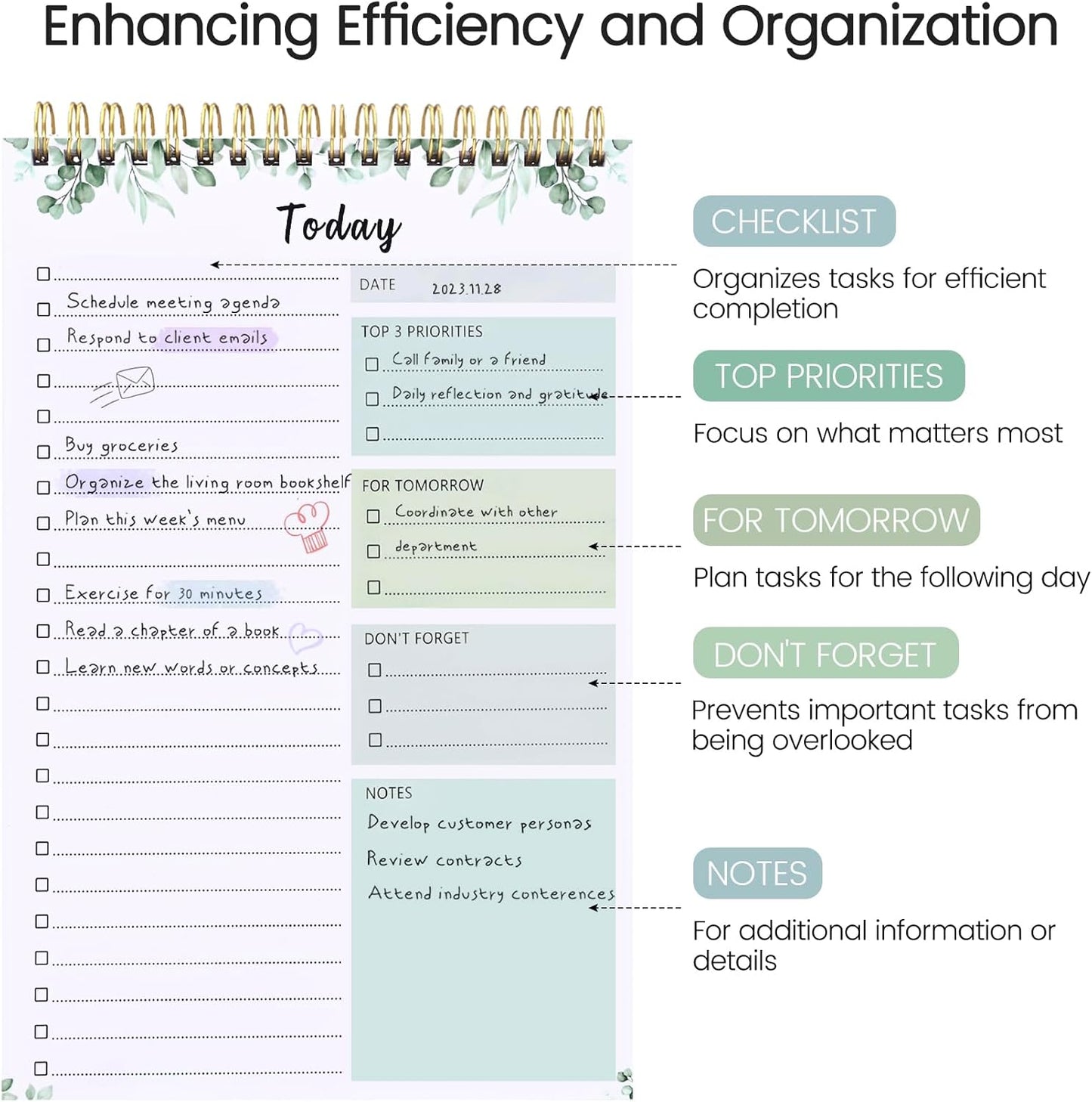 To Do List Notepad - To Do List Notebook for Work with 52 Sheets, Undated Daily Planner Perfect for Enhanced Productivity and Goal Achievement - Green
