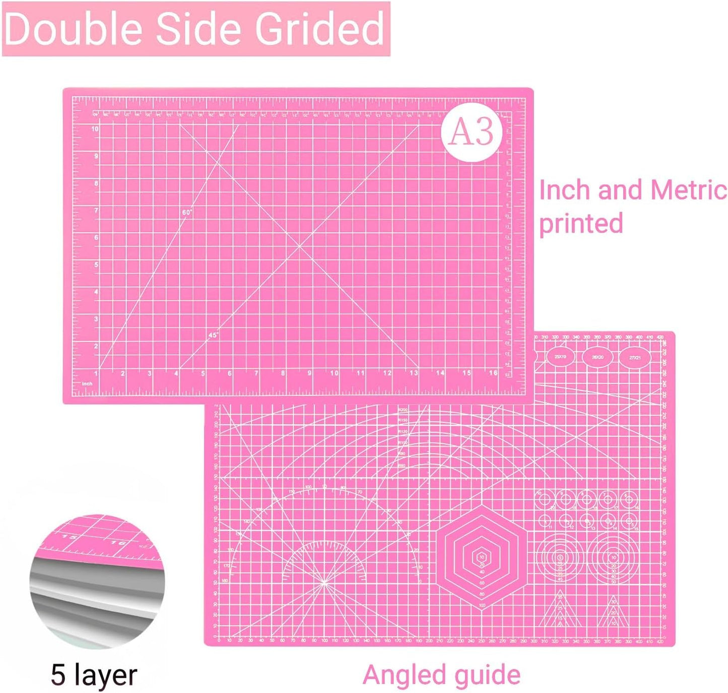 18"x24" Self Healing Cutting Mat, Sewing Mat for Crafts, Double Sided 5-Ply Table Cutting Board for Fabric Quilting Leather Modeling Hobby Project, Turquoise