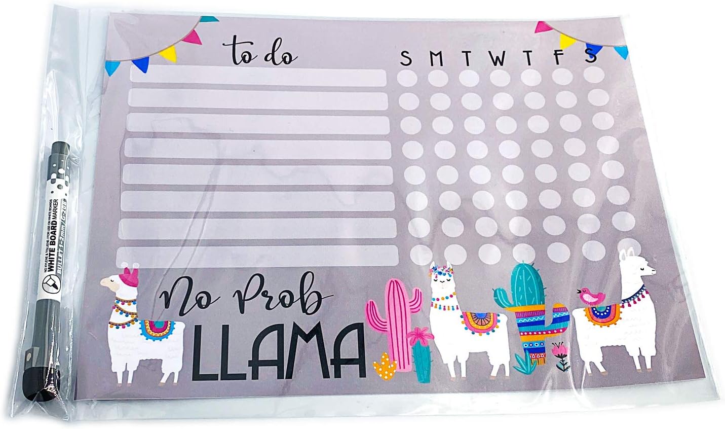 Dry Erase Whiteboard Task & Habit Tracker | Removable and Restickable Adhesive Decal | Fine-Tip Magnetic Marker Included | 9” x 12”