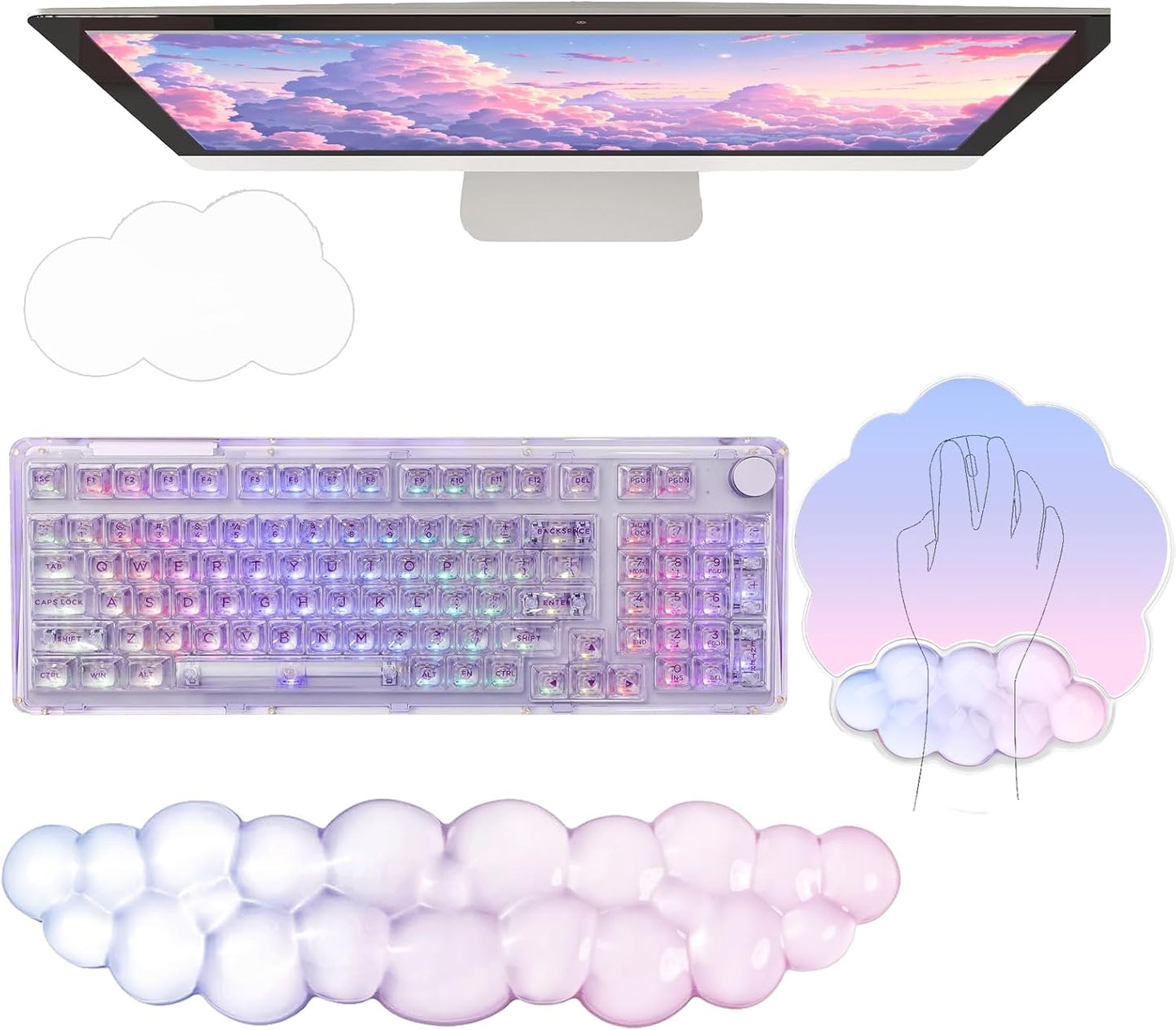 Cloud Keyboard Wrist Rest Dark Green Mouse Pad with Wrist Rest Ergonomic Wrist Pad Memory Foam Non-Slip Wrist Support for Computer Laptop Gaming Home Office Relief Typing Pain Green