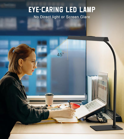 Desk Lamp with Clamp, Eye Caring LED Desk Lamp for Home Office with Gooseneck, Clip on Light with 3 Color Modes for Working, Reading, Drawing