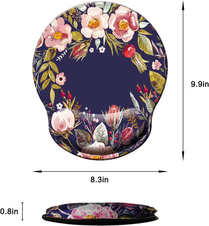 Mouse Pad with Wrist Support, Ergonomic Mouse Pad with Memory Foam Wrist Rest Cushion, Non-Slip Rubber Base Gaming Mice Pad for Home Office Computer Laptop, Flowers Grass