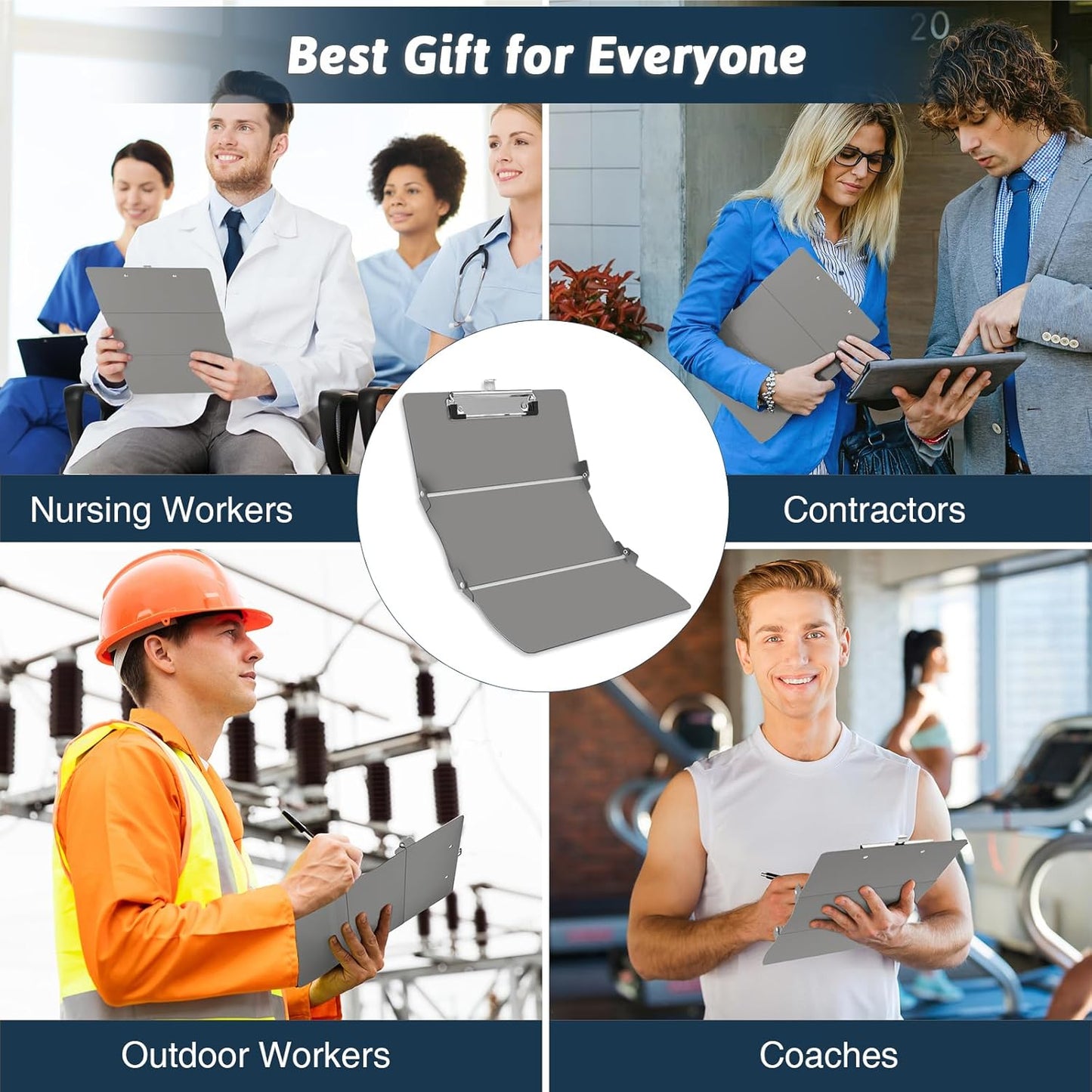 Clipboard Foldable Without Edition Cheat Sheets Aluminum 3 Layers Foldable Clipboards Pocket Size Profile Clip Clipboards Notepad for Students, Nurses,Contractor Trucker Driver