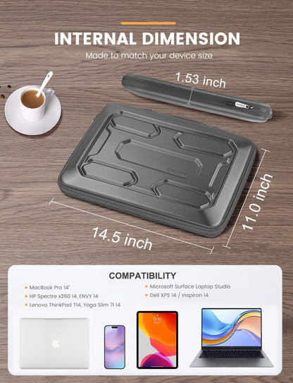 DOMISO 15.6 inch Laptop Sleeve with Handle Shockproof Computer Bag Waterproof EVA Protective Carrying Case for 15.6" Lenovo Yoga 720 IdeaPad 310 320 ThinkPad T570/Dell Inspiron 15/HP Envy 15, Black