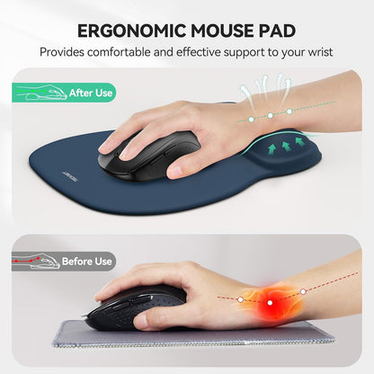TECKNET Gel Mouse Pad with Wrist Rest, Ergonomic Office Mousepad with Wrist Support - Non-Slip & Smooth Surface Comfortable Desk Accessories Mat for Office, Gaming and Study - Gradient