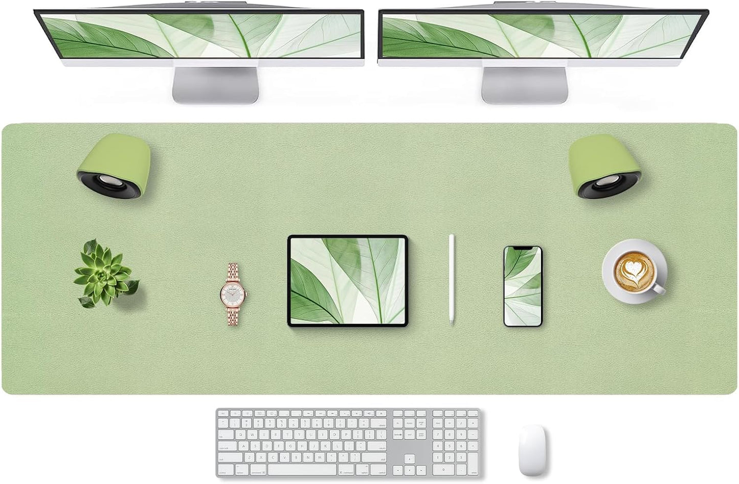 Bloss Leather Desk Pad and Keyboard Wrist Rest, Large Mouse Pad + Keyboard Pad+Mouse Wrist Support, Non-Slip Desk Mat Protector for Office, Home(31.5×15.7 Inches,Beige) - Colors A