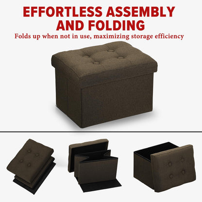 LINMAGCO Ottoman Storage Ottoman with Storage Small Foot Rest Stool Under Desk Stool Short Folding Footrest Linen Cloth Dark Gray 16X12X12IN