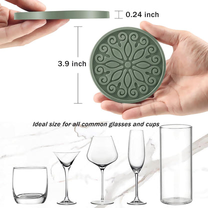Silicone Coasters for Drinks,Resistant Reusable Drink Coasters-Great Gift for Birthday, Housewarming,Room Decor,Holiday Party (*2-Gray)