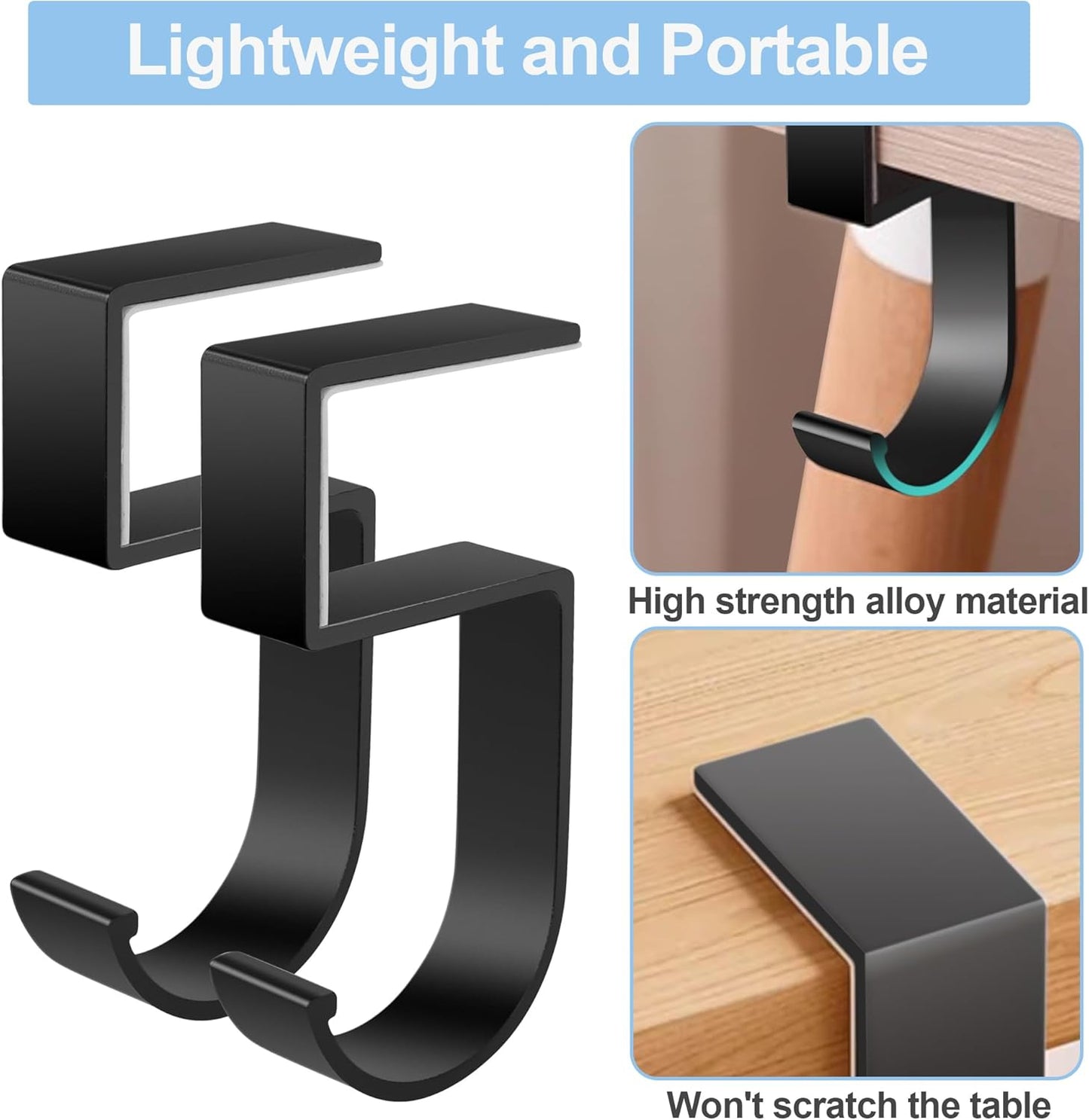 2PCS Purse Hook for Table - Heavy Duty Purse Hanger for Table High-Strength Alloy Materials Purse Holder for Desk Can Hook Bags, Umbrellas, Keys, Cups and Headphone