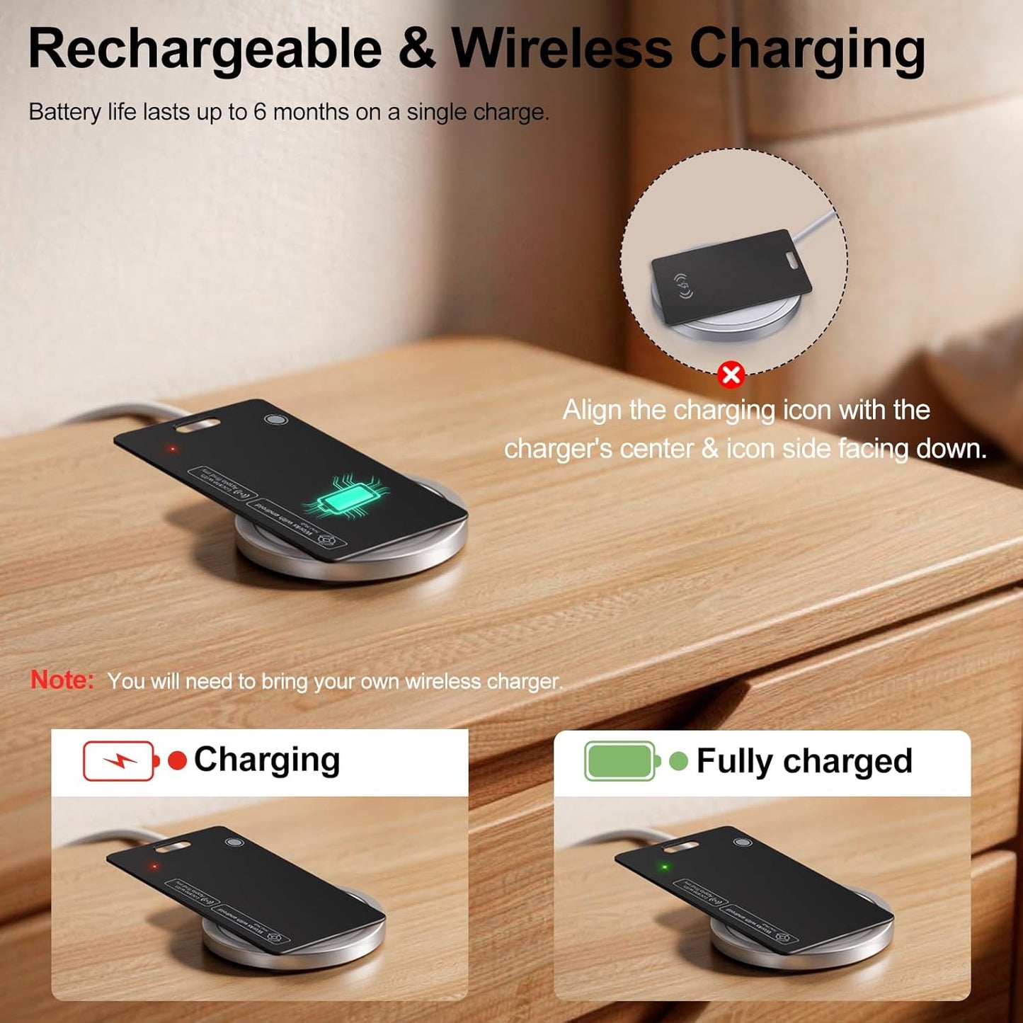 2 Pack Ultra Slim Rechargeable Wallet Tracker Card, IP67 Waterproof Bluetooth Tracking Card Compatible with Apple Find My & Android, Item Locator for Wallet Luggage Backpack