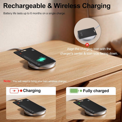2 Pack Ultra Slim Rechargeable Wallet Tracker Card, IP67 Waterproof Bluetooth Tracking Card Compatible with Apple Find My & Android, Item Locator for Wallet Luggage Backpack