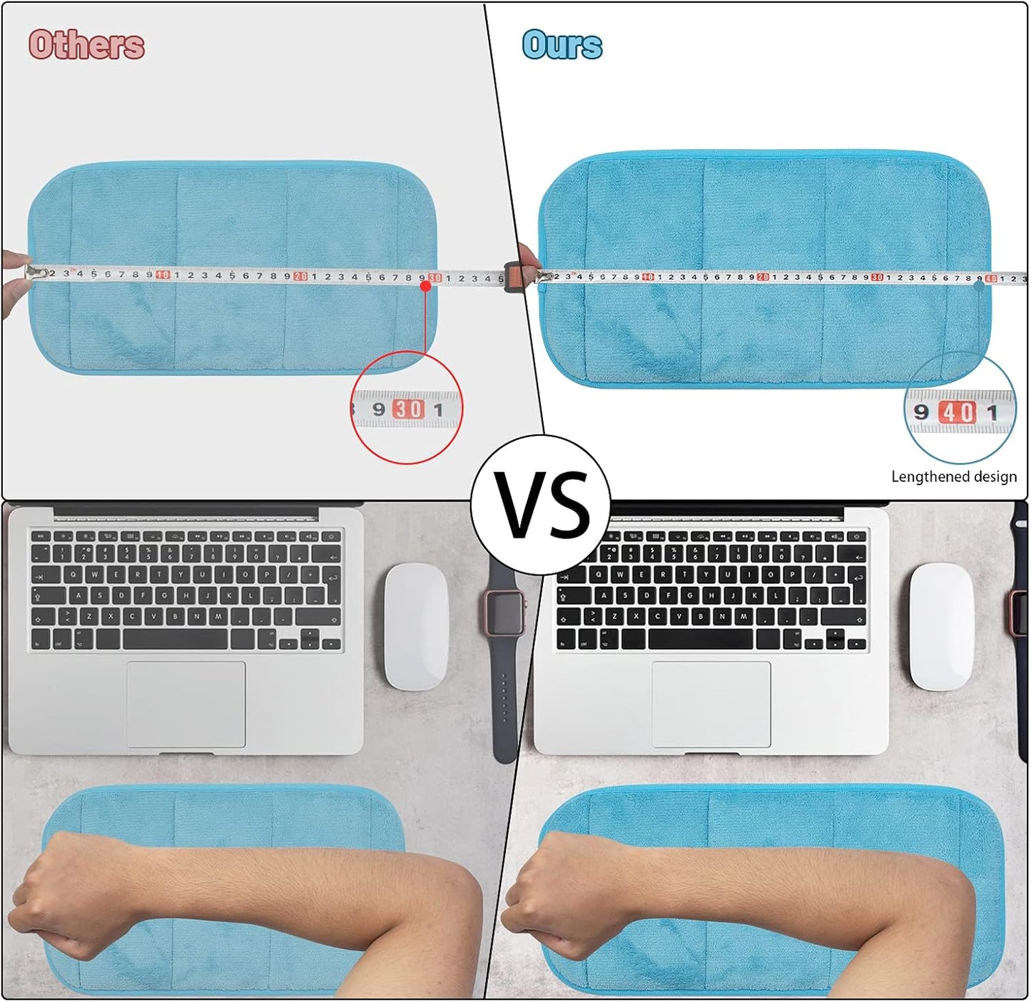 2Pcs Upgrade Computer Wrist Elbow Pad, Portable Memory Foam Arm Wrist Rest Pillow, Soft Wrist Support Mat for Keyboard Desktop Office Gaming - Alleviate Elbow Pain (Moderate Size, 7.8 x 15.7 inch)