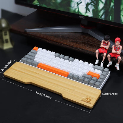 Bamboo Keyboard Wrist Rest for Computer Keyboard, Ergonomic Mechanical Keyboard Wrist Rest, Hard Wrist Rest for Pain Relief, Anti-Slip Keyboard Rest Pad for Laptop/PC Gaming/Mac (68-Key)