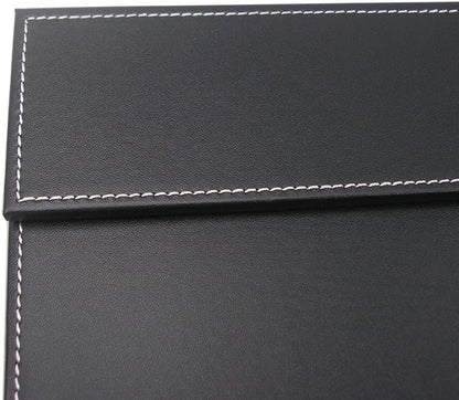 KINGFOM Ultra-Smooth PU Leather Desk Pad & Mat Office Desk Drawing & Writing Board A3/ A4 File Paper Clip Table Protector Mat on Top Large 24''x18'' (Black)