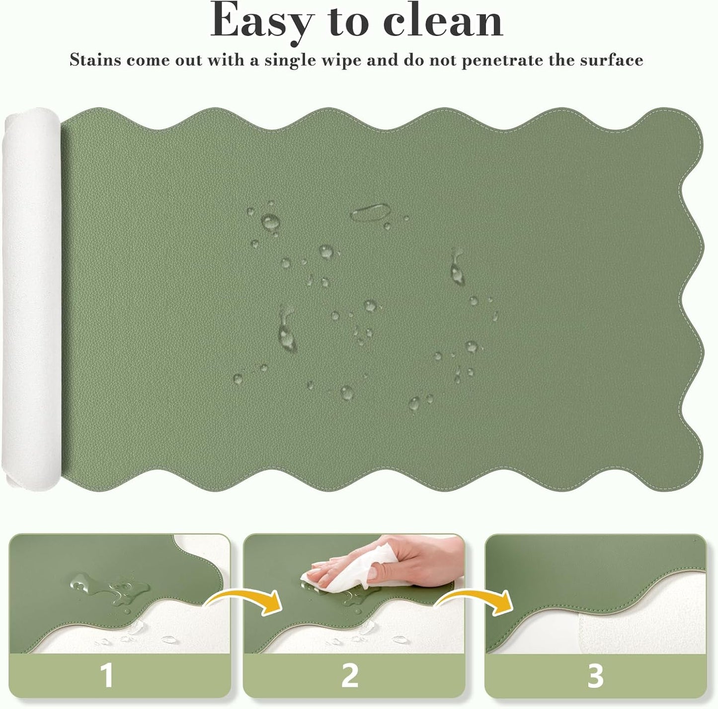 iCasso Pink Leather Desk Mat,Extra Large Scalloped Mouse Pad for Desktop,Waterproof PU Nail Table Mat,Cute Keyboard Mats for Women Girl,Non-Slip Desk Cover Mat for Office Home Dorm