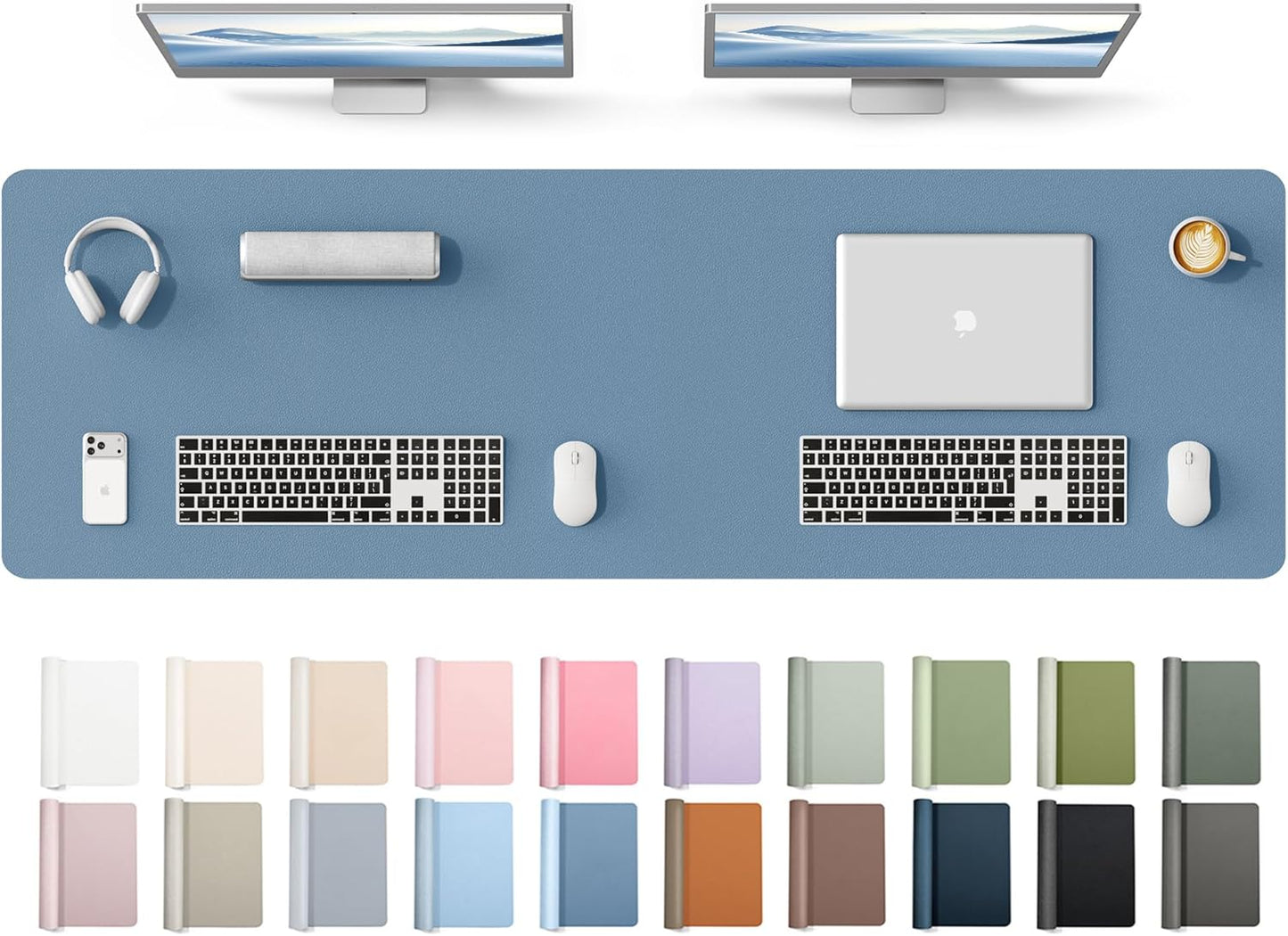 YSAGi Leather Desk Pad Protector, Office Desk Mat, Large Mouse Pad, Non-Slip PU Leather Desk Blotter, Waterproof Laptop Desk Writing Pad for Office and Home (23.6" x 13.8", Eggshell) - Colors A