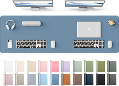 YSAGi Leather Desk Pad Protector, Office Desk Mat, Large Mouse Pad, Non-Slip PU Leather Desk Blotter, Waterproof Laptop Desk Writing Pad for Office and Home (23.6" x 13.8", Eggshell) - Colors A