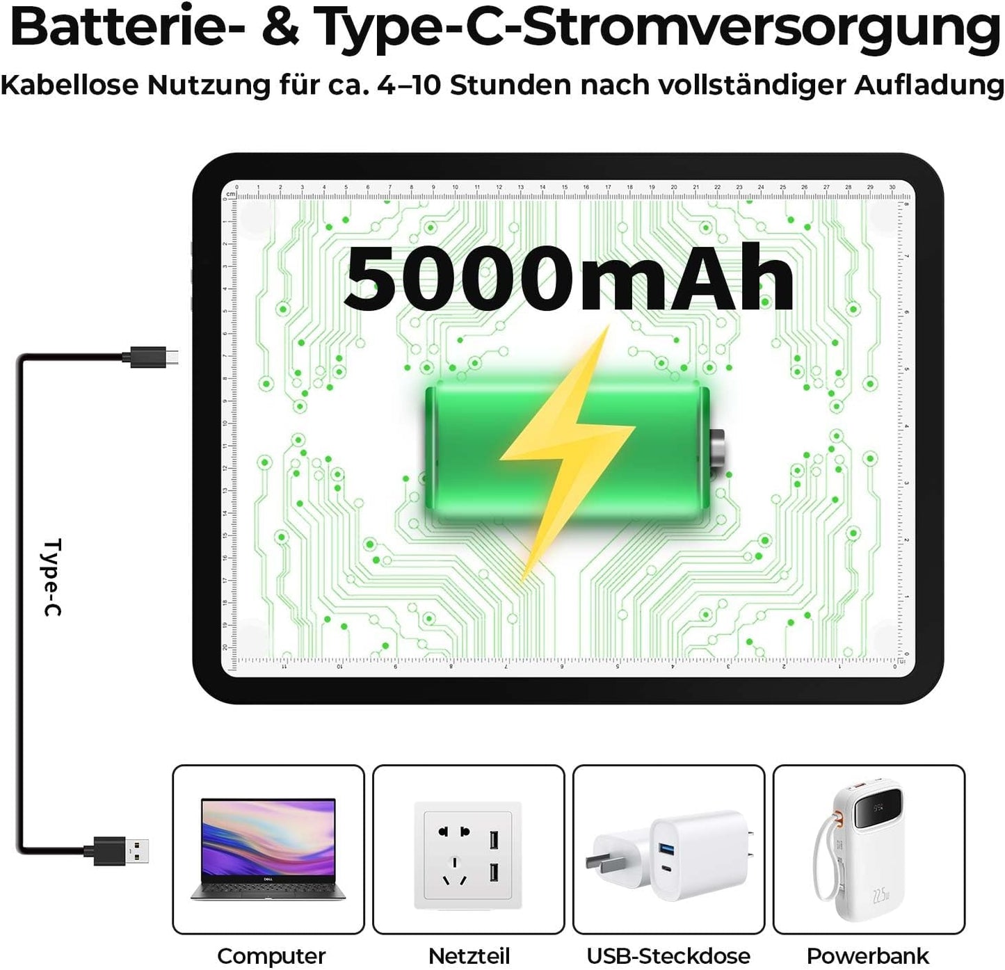 Zocelight Rechargeable A3 Light Board with Built-in Stand & Bag,Super Bright Magnetic Light Box for Tracing,Wireless Light Pad for Diamond Painting,Side Buttons,LED Light Table for Drawing,Sketching