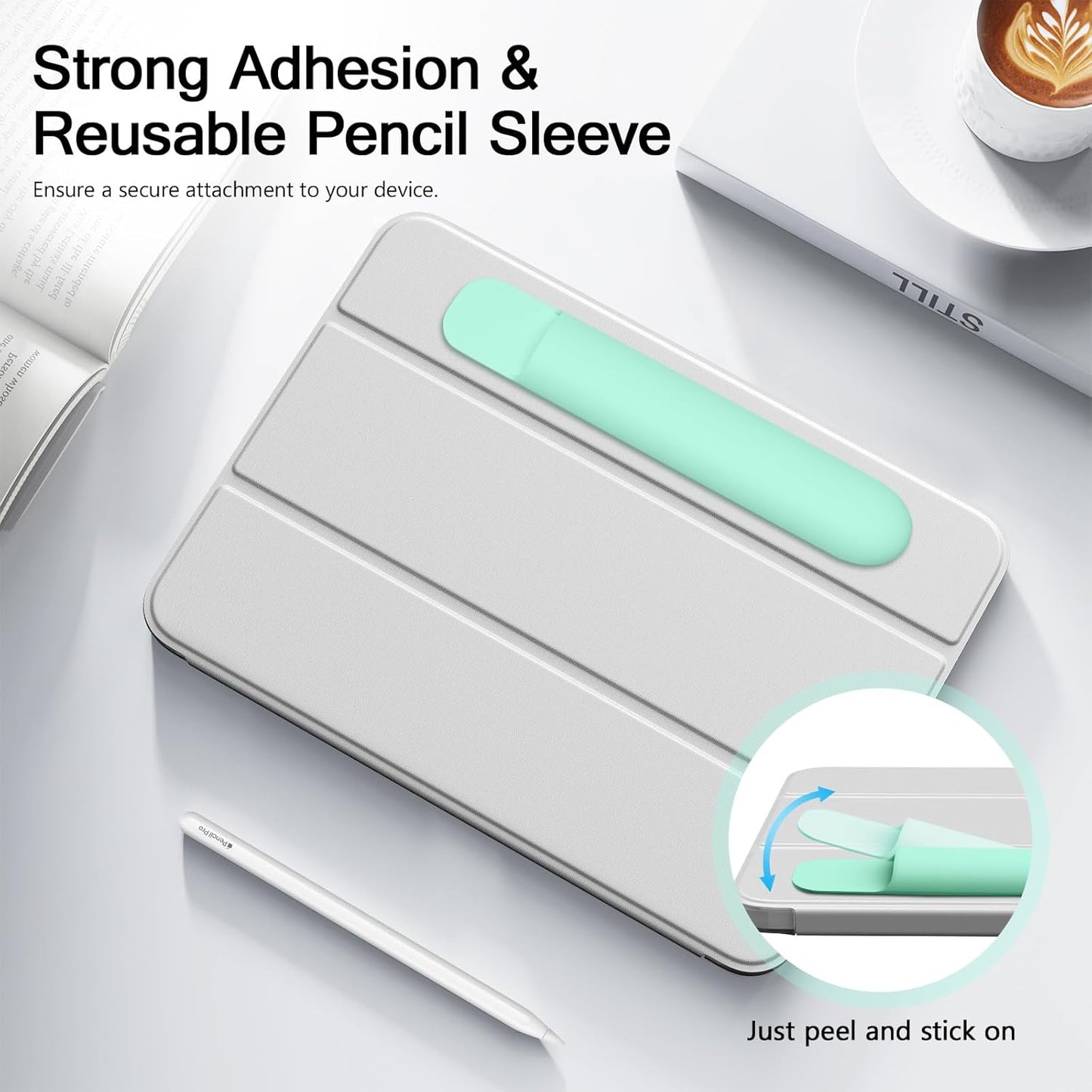 MoKo Pencil Case Holder, Adhesive Silicone Pencil Protected Sleeve Compatible with Apple Pencil Pro/ (USB-C)/ 1st/ 2nd Generation, Similarly Sized Styluses Accessories, Black