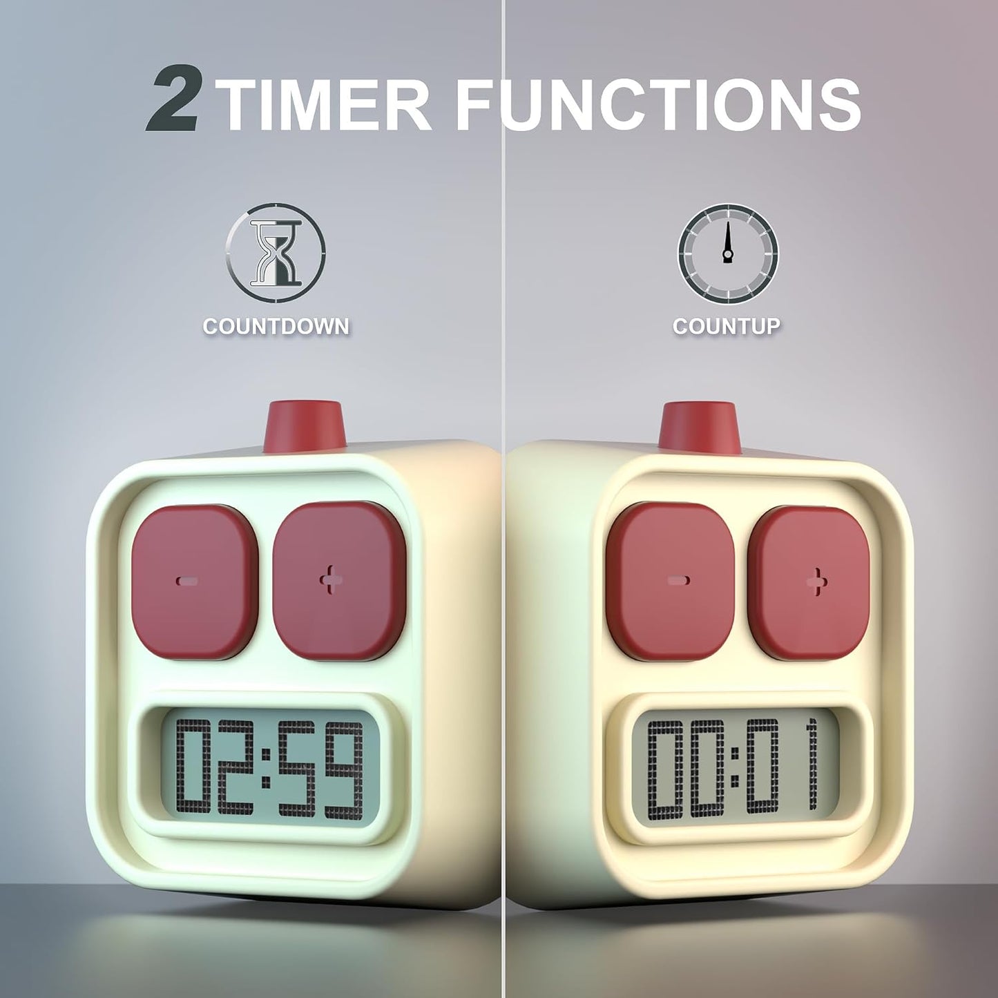KADAMS Digital Kitchen Timer for Cooking, Countdown & Count-up Productivity, Magnetic for Kids Classroom, Kitchen, Home, School, Office, Yellow