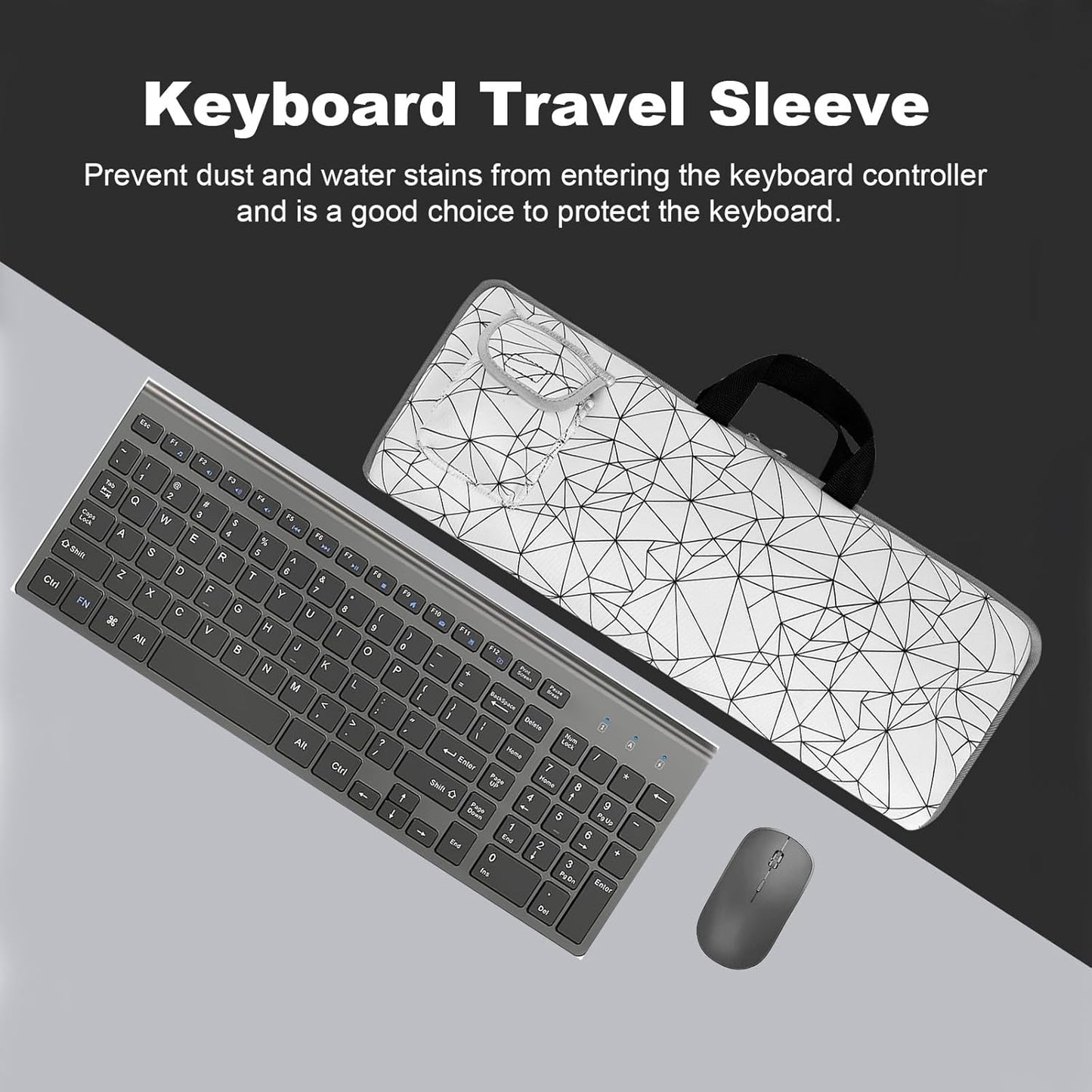 Keyboard Sleeve Travel Case for Logitech MK250 Wireless Keyboard Mouse Combo,Rugged Neoprene Construction Zipper Mouse Storage and Cable Storage Pouch(Black)