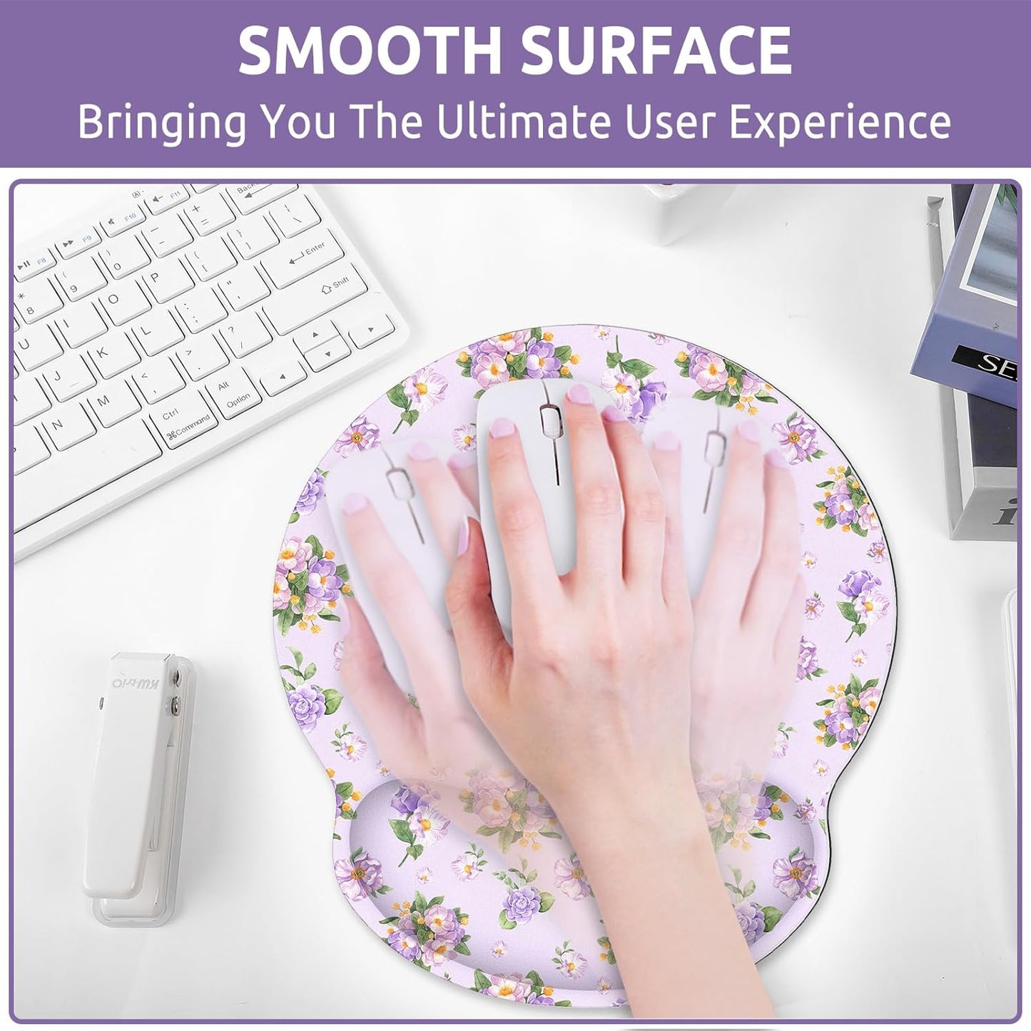 KONVINIT Ergonomic Mouse Pad with Wrist Rest, Small Mousepad with Non-Slip Rubber Base and Smooth Surface, Beach Mouse Pads for Desk, Office Desk Accessories