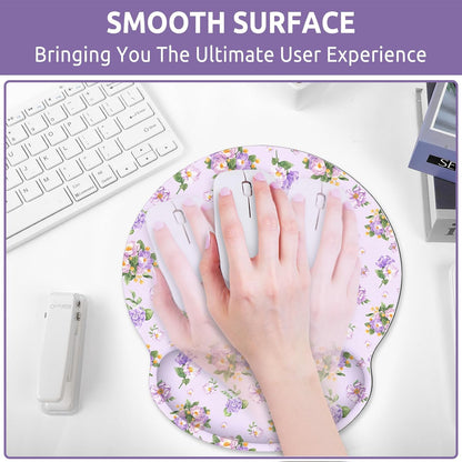 KONVINIT Ergonomic Mouse Pad with Wrist Rest, Small Mousepad with Non-Slip Rubber Base and Smooth Surface, Beach Mouse Pads for Desk, Office Desk Accessories