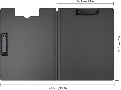 Tomorotec A4 Size Nursing Foldable Cover Clipboard with Pen Holder PP Foam Stationery Document Holder File Organizer Folder Writing Pad for Hospital Office School Business Classroom Supplies (Black)