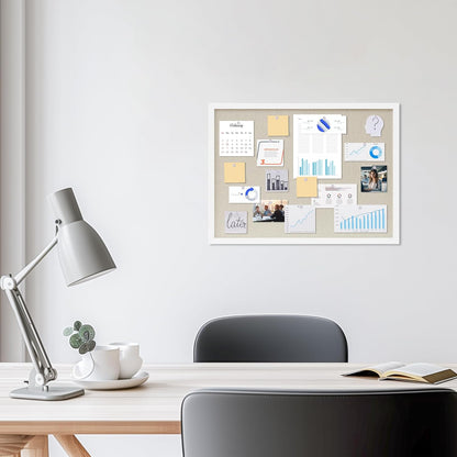 DAHAPYBOO Cork Board with Linen White,Bulletin Board 17"x12" Hanging Corkboards for Office Home School Message Board or Vision Board Decoration.