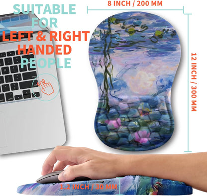 Ergonomic Mouse Pad Wrist Support with Memory Foam Massage Bulge, Carpal Tunnel Pain Relief Mousepad Wrist Rest for Mouse(12x8 inch, Silver Gray Light Purple)