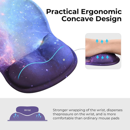 EooCoo Ergonomic Mouse Pad with Gel Wrist Rest Support, Middle Concave Design for Natural Wrist Alignment, Non-Slip Base Mousepad for Laptop, Computer, Office Desk Accessories, Carpal Tunnel Syndrome