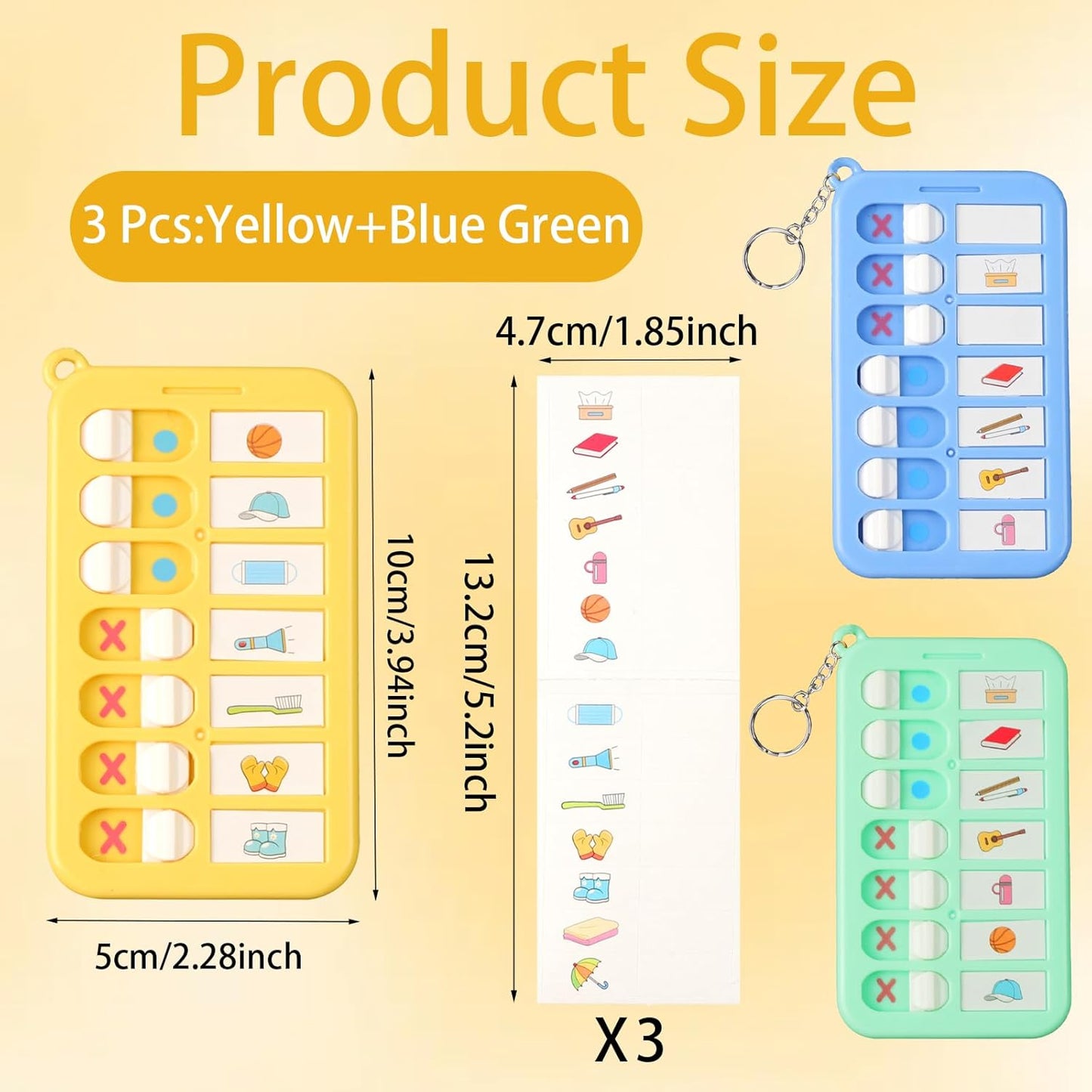 3Pcs Reminder Board for The Elderly Portable ADHD Tools for Kids Detachable Visual Schedule Keychain Daily Task Planning Boards for Kids School Bag Creative Checklist Board with List Cards Stickers