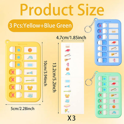 3Pcs Reminder Board for The Elderly Portable ADHD Tools for Kids Detachable Visual Schedule Keychain Daily Task Planning Boards for Kids School Bag Creative Checklist Board with List Cards Stickers