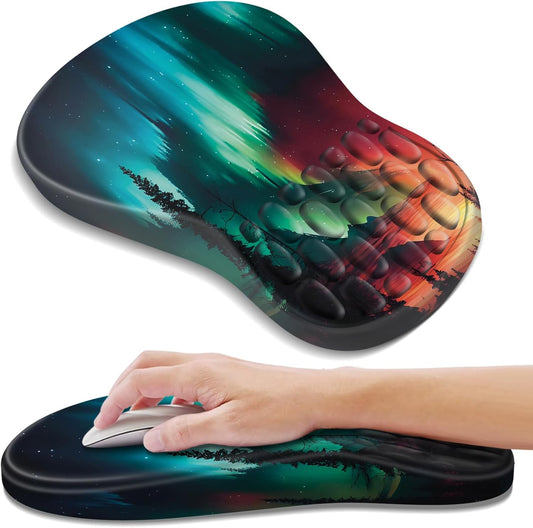 YIWEI Ergonomic Mouse Pad with Wrist Support - Gel Memory Foam Mouse Mat for Computer Keyboard & Laptop - Non-Slip Base, Pain Relief for Home Office & Gaming - Black - Colors B