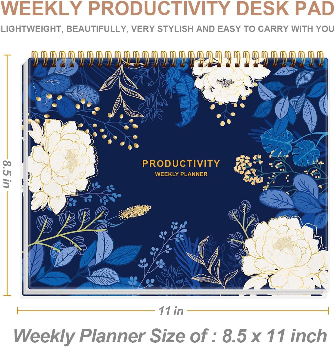 Weekly Productivity Planner - 8.5" x 11" Dashboard Desk Notepad Has 6 Focus Areas to List Tasks for Goals, Projects, Clients, Academic or Meal-Organize Your Daily Work Efficiently, 54 Weeks, Green