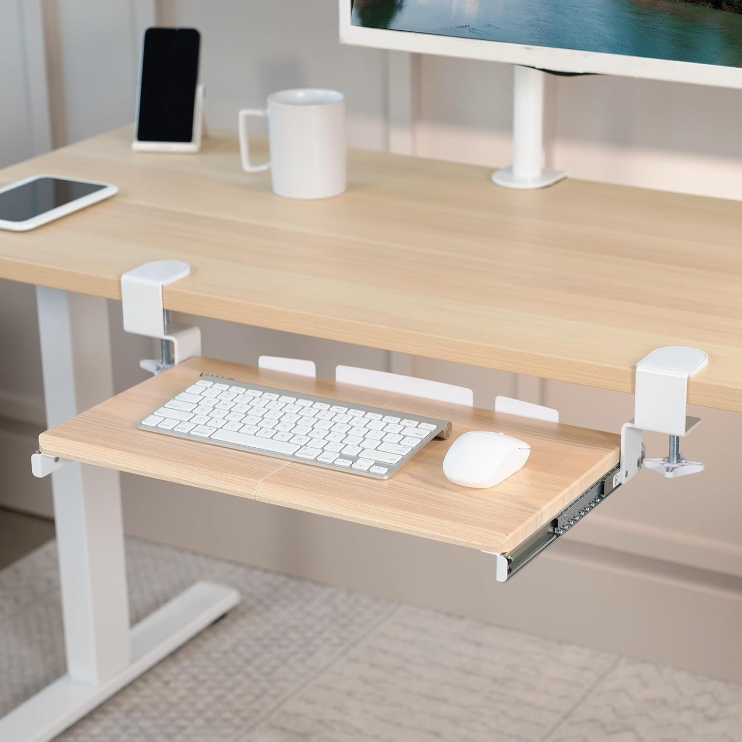 VIVO Large Keyboard Tray Under Desk Pull Out with Extra Sturdy C Clamp Mount System, 27 (33 Including Clamps) x 11 Inch Slide-Out Platform Computer Drawer for Typing, Black, MOUNT-KB05E