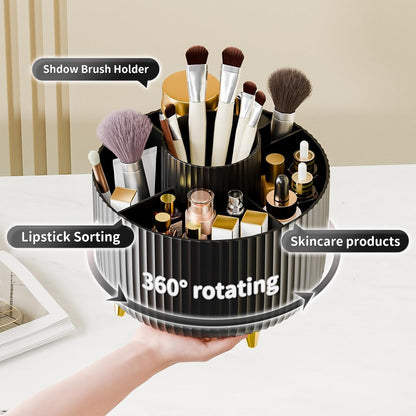 fanado 360° Rotate Makeup Brush Holder Organizer, Makeup Organizers Countertop, Makeup organization and Skincare Storage for Vanity, Desktop, Bathroom (White)