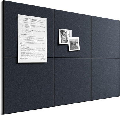 Bumusty Large Cork Board Alternative-48 x 36" Felt Bulletin Board Tiles, with 30 Pushpins, 70 Adhesive Tabs, Bold-Stripe 12-Pack, Cork Boards for Office Push Pin Board Felt Board-Carbon Blue