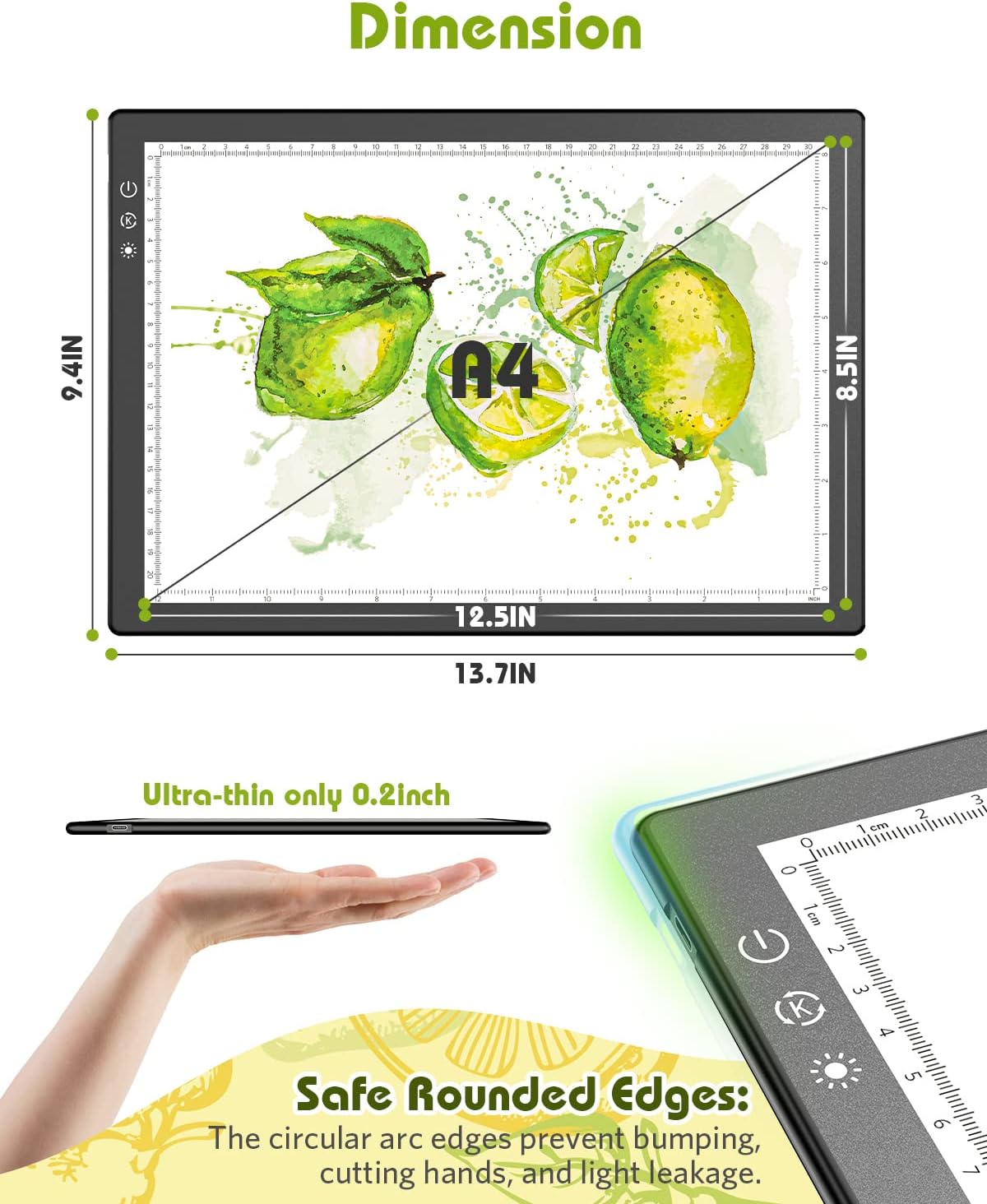 A3 Light Board for Diamond Painting, Rechargeable Battery Light Pad, Magnetic Tracing Light Box, Ultra-Thin Copy Board with 3 Colors& 6 Levels Adjustable Brightness for Drawing, Sketching, Animation