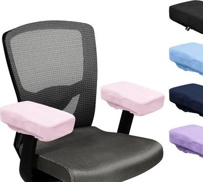 SPRING SEAON Office Chair Arm Covers Soft Memory Foam Arm Rest Pads Short Plush Gaming Chair Armrest Cushion Provide Cushioning for Elbows and Forearms 2 Pack Chair Covers for Arms (Pink)