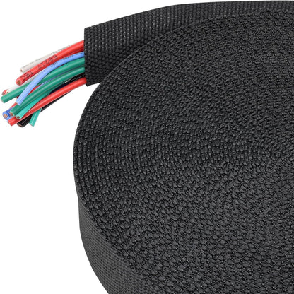 Braided Sleeving Heat Shrinkable Fabric 2:1 Ratio- Abrasion Protection Flexibility Wiring Harness Cable Sheath (3/8" ID, 16ft) - Colors A