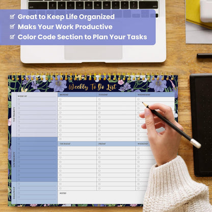 Weekly To Do List Notepad with 52 Undated Sheets（8.5"×11"）- Undated Weekly Planner Notepad for Office Desk Accessories and Supplies - Midnight Lilac