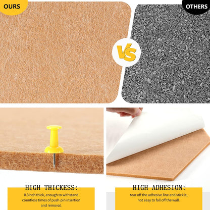 8 Pack Hexagon Felt Bulletin Board Tiles - 12" Large Thick Pin Board for Walls with 30 Push Pins, DIY Boards for Office Home School Decor, Aesthetic Hex Cork Board Alternative