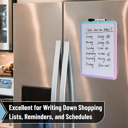 Mr. Pen- Dry Erase Board, 14” x 11” with a Black Dry Erase Marker, White Frame, Small Mini White Board for Students, Fridge, Wall, Locker, Includes Double Sided Tapes