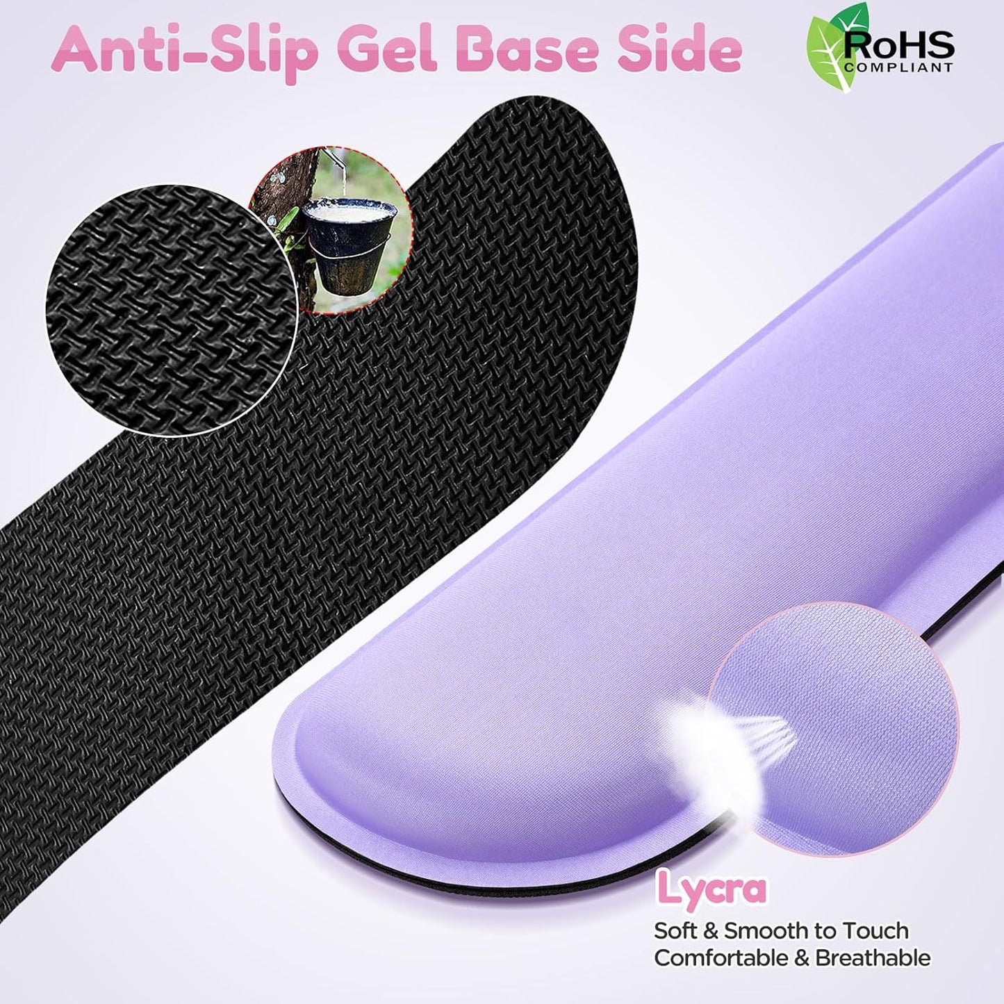 Gimars Upgrade Enlarge Silky and Superfine Fabric Gel Memory Foam Keyboard Wrist Rest Set, Ergonomic Keyboard Mouse Wrist Support for Typing Pain Relief, Comfort for Office, Gaming, Computer, Black