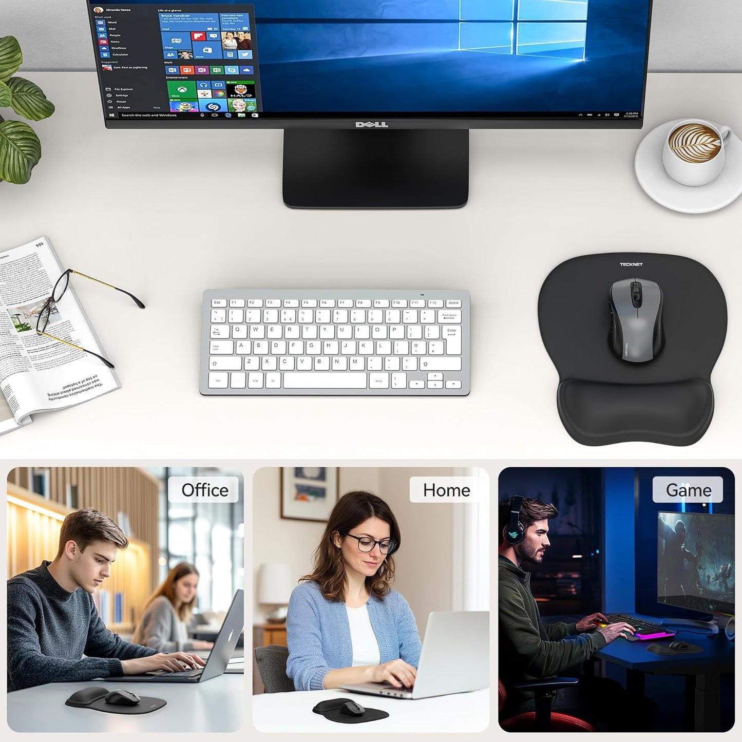 TECKNET Gel Mouse Pad with Wrist Rest, Ergonomic Office Mousepad with Wrist Support - Non-Slip & Smooth Surface Comfortable Desk Accessories Mat for Office, Gaming and Study - Gradient